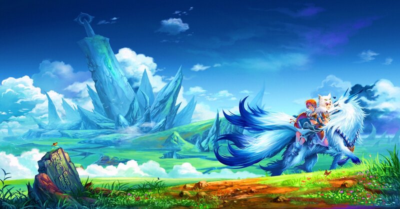 Girl Riding a Wolf
