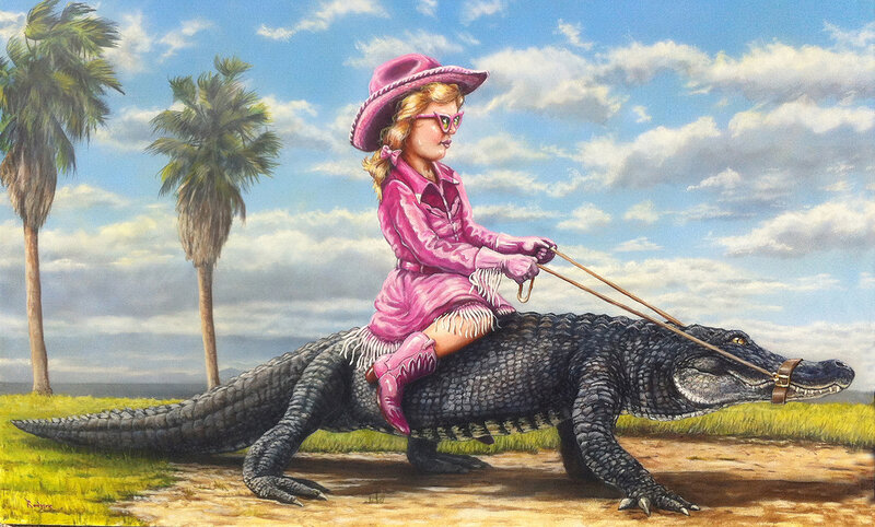 Girl Riding Alligator