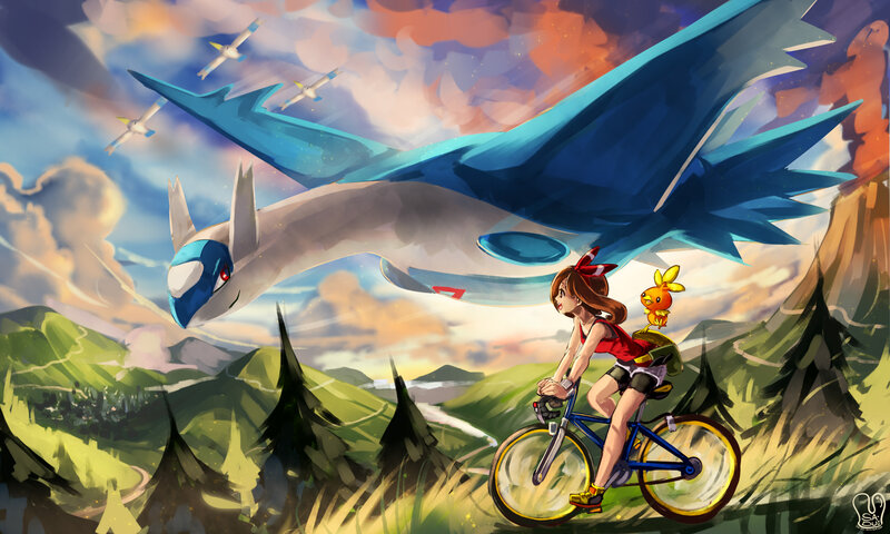 Girl Riding Bicycle — Blue
