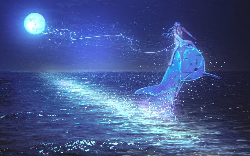 Girl Riding Dolphin
