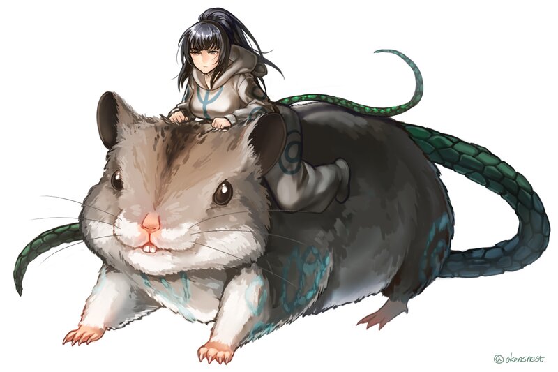Girl Riding Giant Rat
