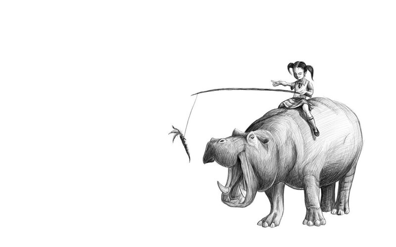 Girl Riding Hippo