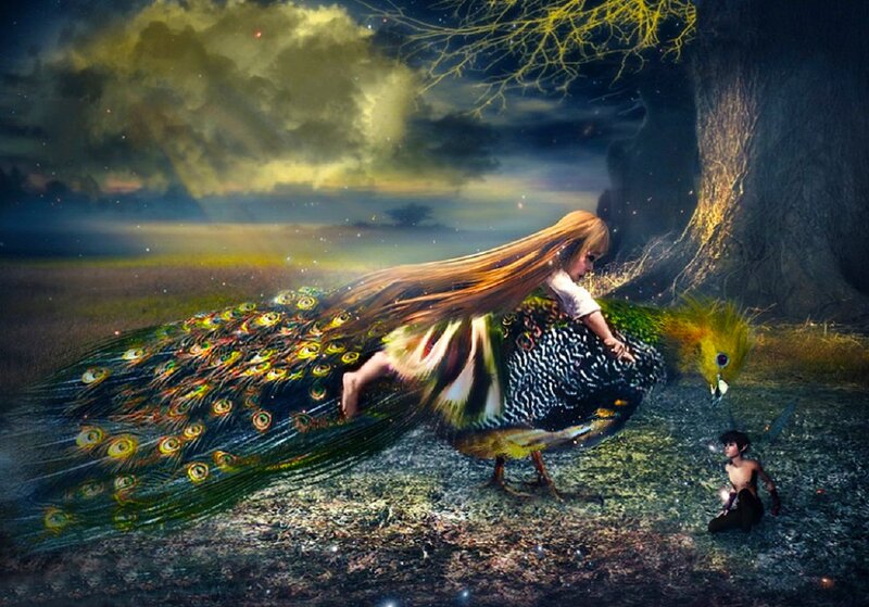 Girl Riding Peacock