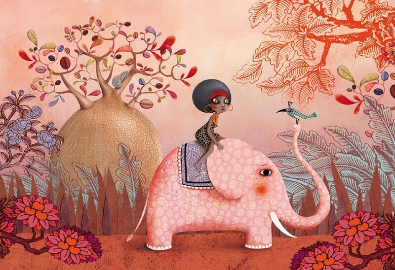 Girl Riding Pink Elephant