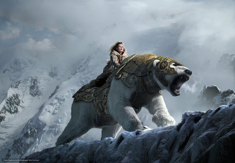 Girl Riding Polar Bear — White, Dramatic, Winter, Digital Art