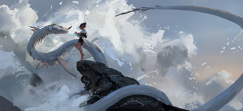 Girl Riding Sea Serpent