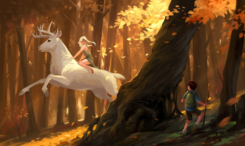 Girl Riding White Stag