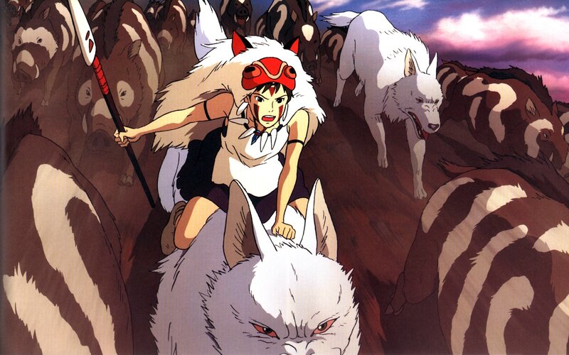 Girl Riding White Wolf — Dramatic, Sunset