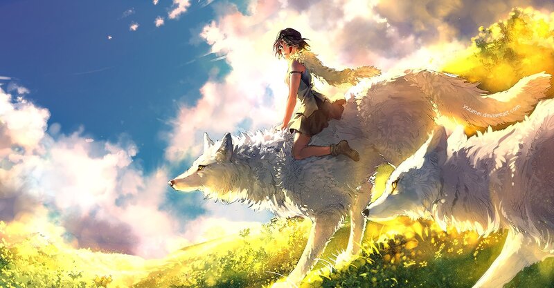Girl Riding Wolves — Blue
