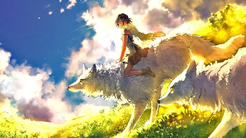 Girl Riding Wolves
