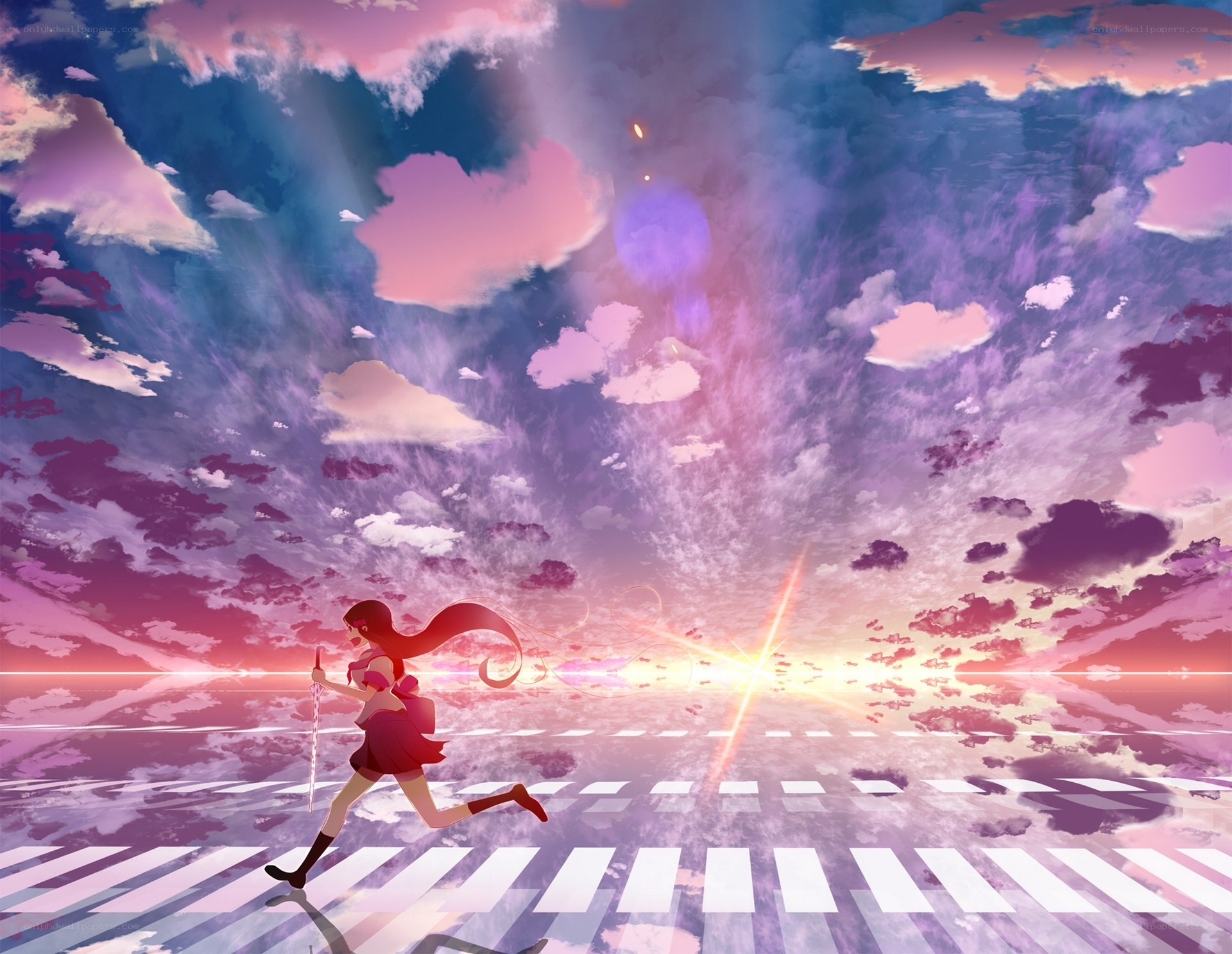 girl running at sunset