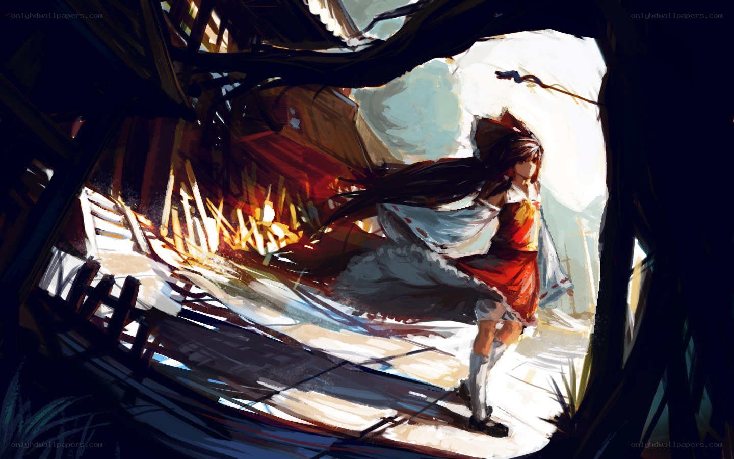 girl running from fire