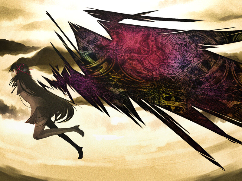 Girl Running from Monster — Purple
