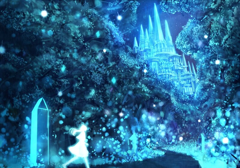 Girl Running in Forest — Blue, Magical