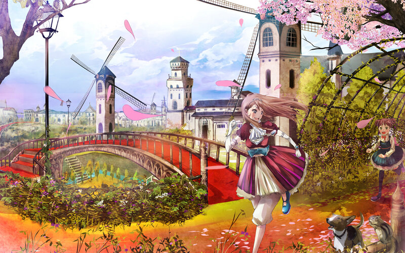 Girl Running in Garden — Pink, Cheerful