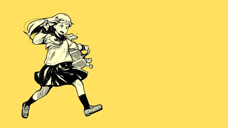 Girl Running in School Uniform
