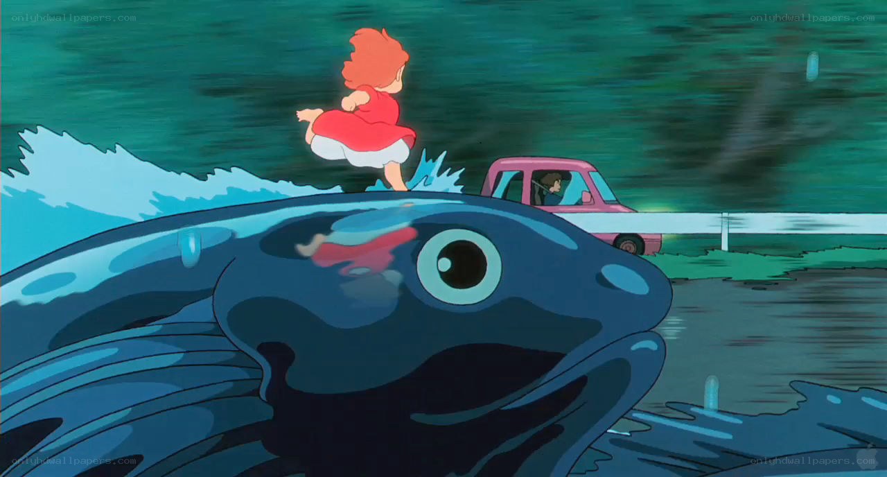 girl running on fish head