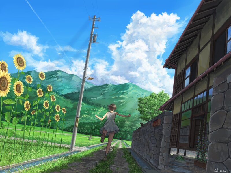Girl Running on Path
