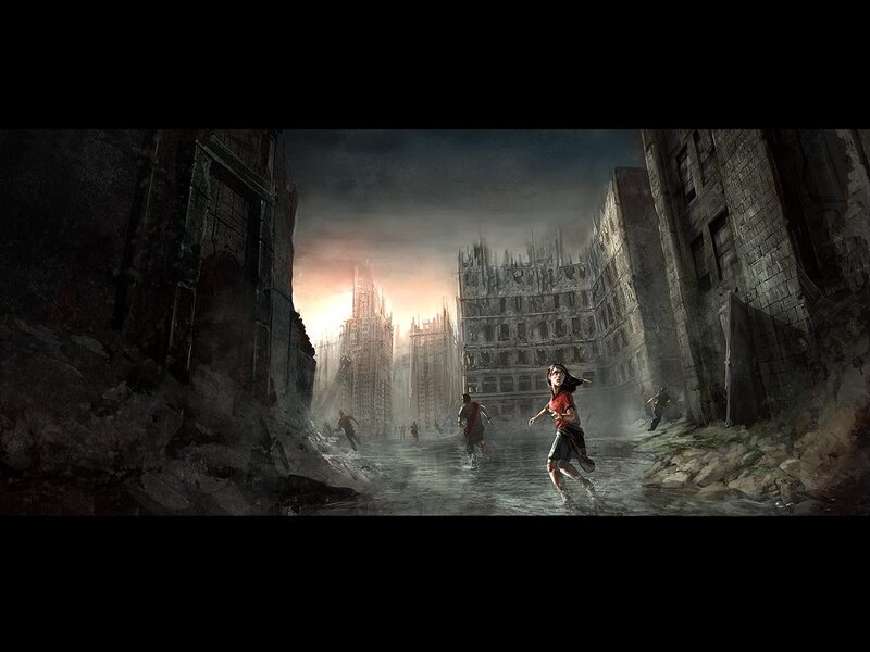 Girl Running Through Ruins