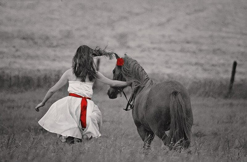 Girl Running with Horse