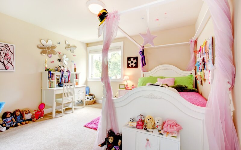 Girl's Bedroom with Canopy Bed