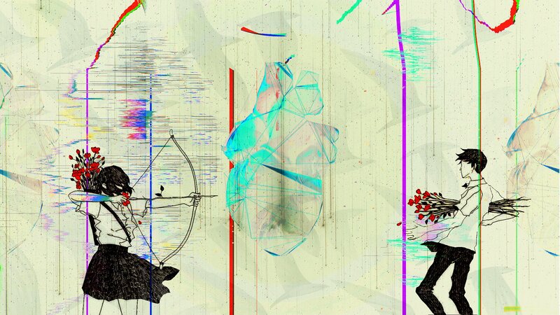 Girl Shooting Bow with Flowers
