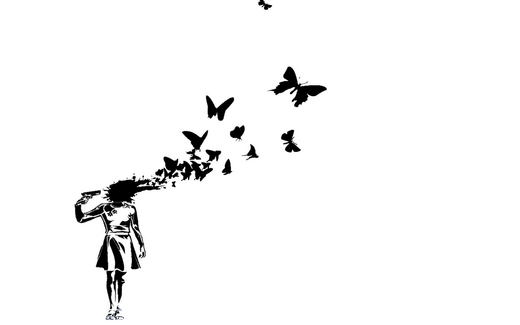 girl shooting butterflies
