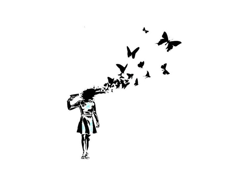 Girl Shooting Butterflies — Black