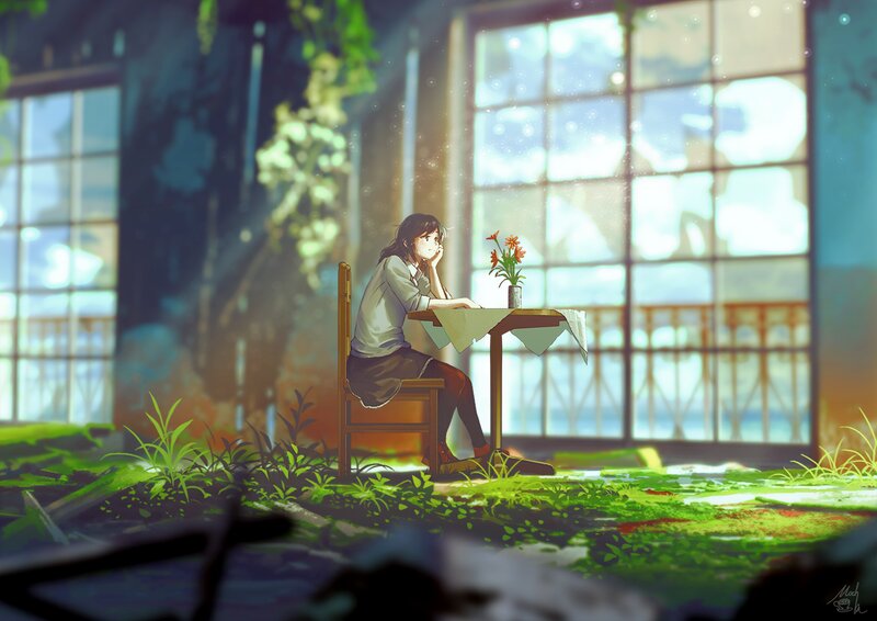 Girl Sitting at Table
