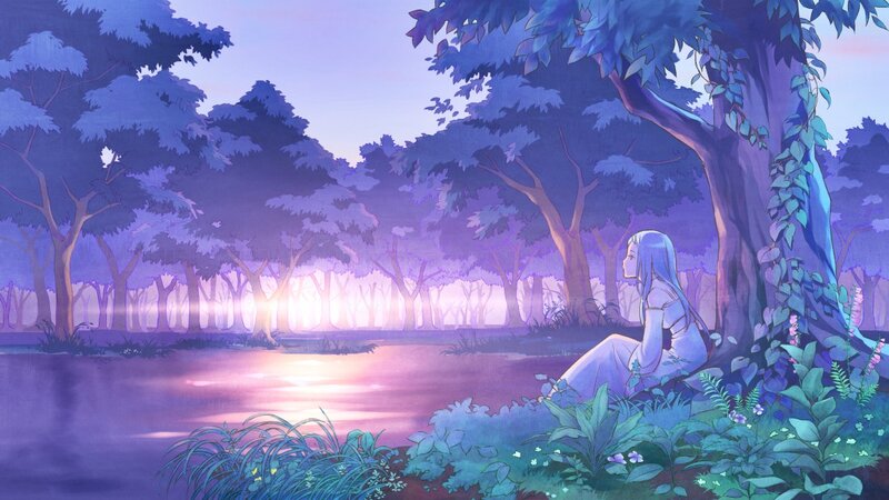 Girl Sitting by a Lake