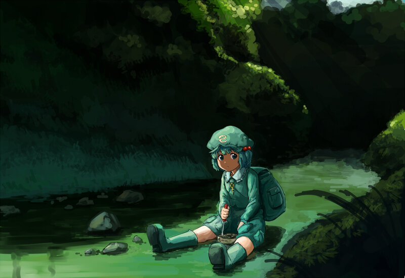 Girl Sitting by Stream