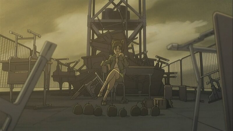 girl sitting in a junkyard