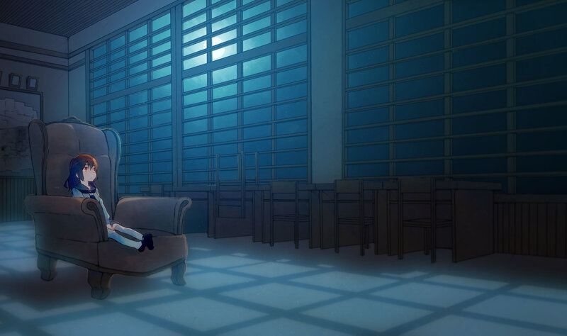 Girl Sitting in Armchair — Blue