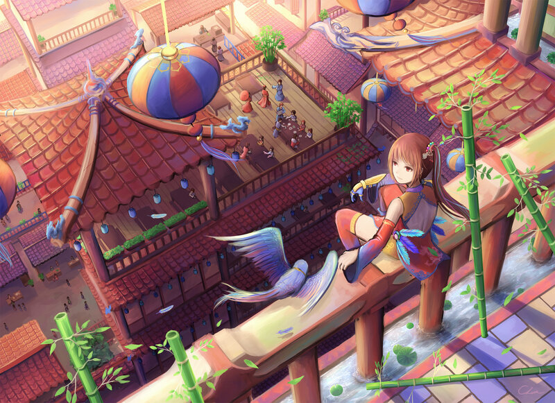 Girl Sitting on a Bridge