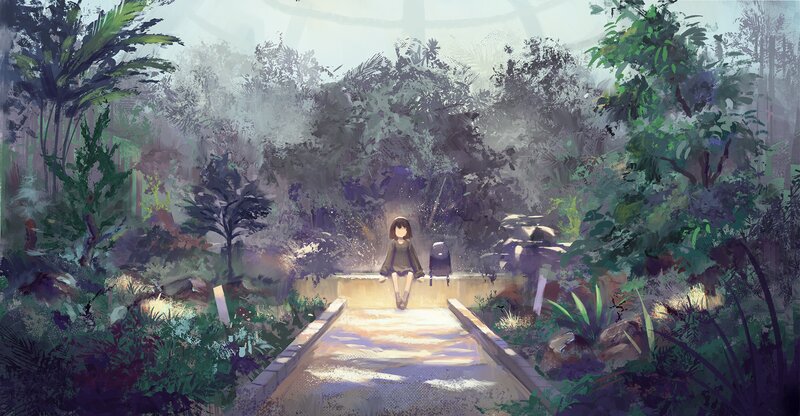 Girl Sitting on a Path