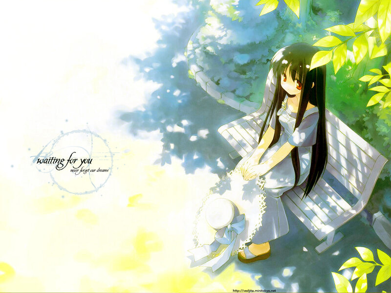 Girl Sitting on Bench — Green
