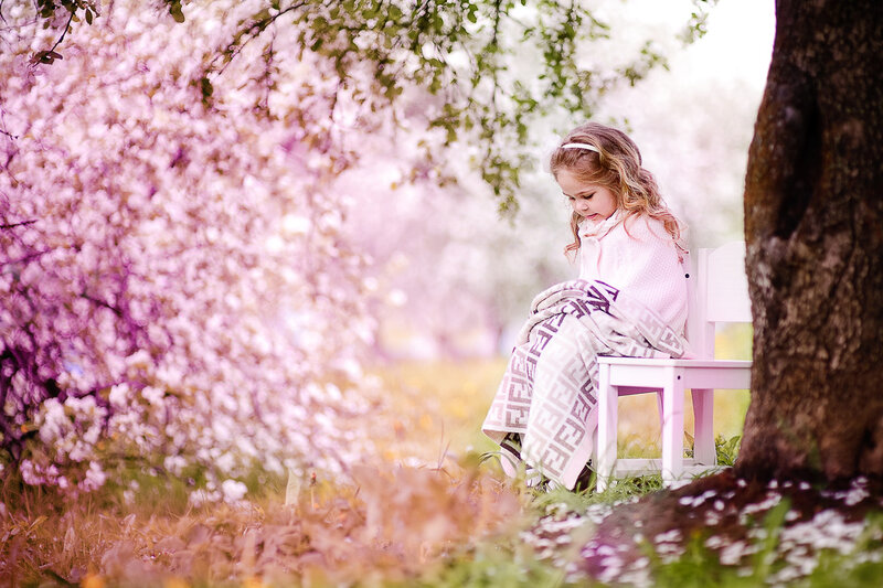 Girl Sitting on Chair — Pink