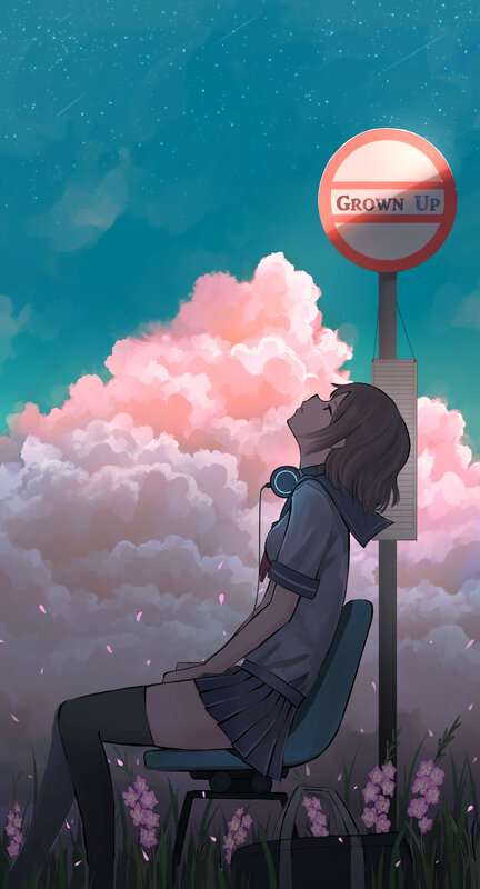 Girl Sitting on Chair — Teal