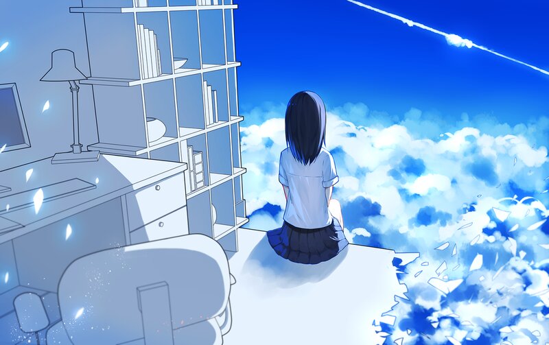 Girl Sitting on Desk