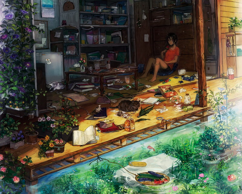 Girl Sitting on Floor — Green