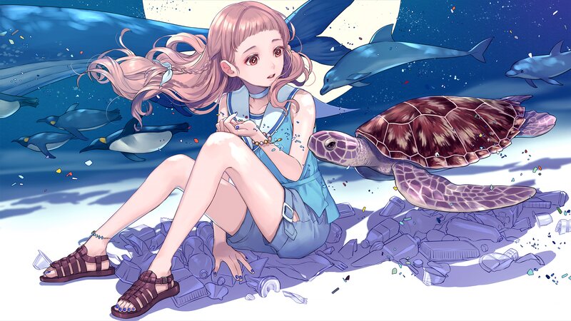 Girl Sitting on Ocean Floor