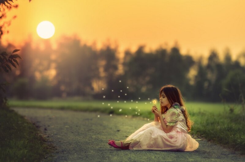 Girl Sitting on Path