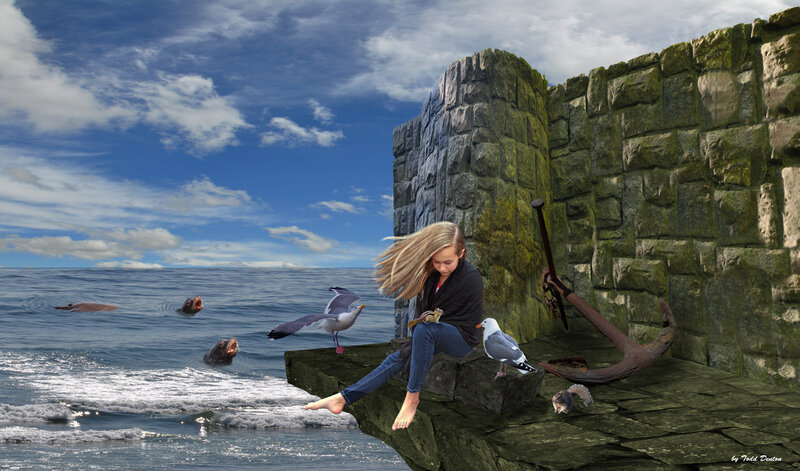 Girl Sitting on Pier
