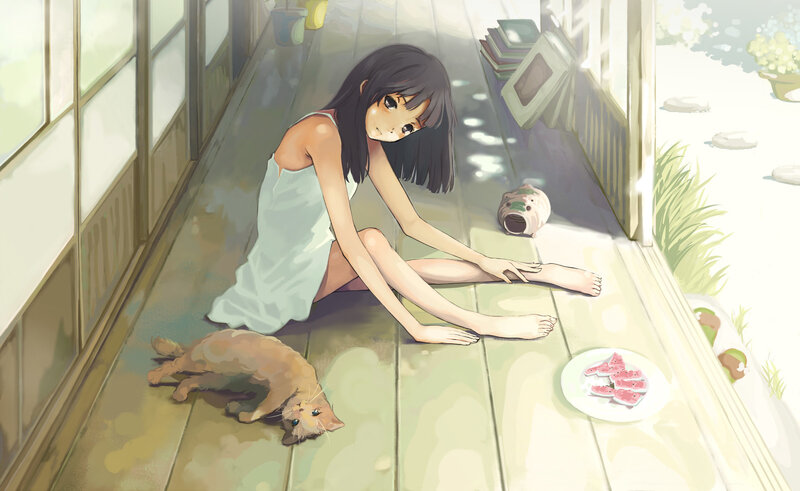 Girl Sitting on Porch