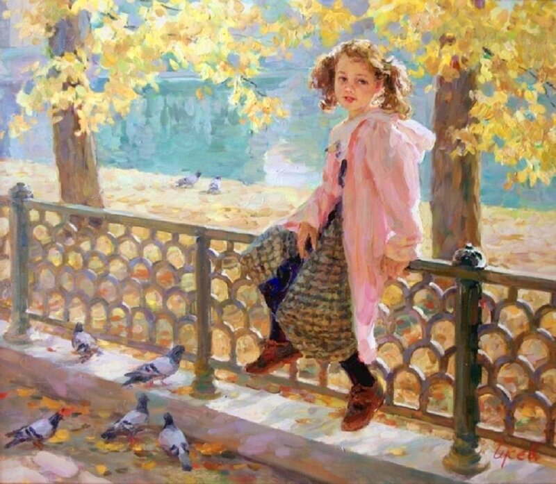 Girl Sitting on Railing