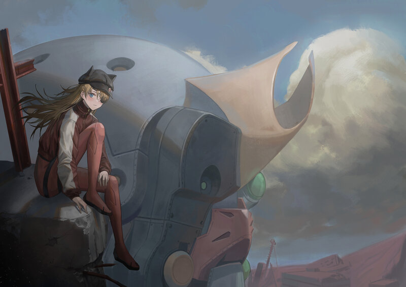 Girl Sitting on Robot