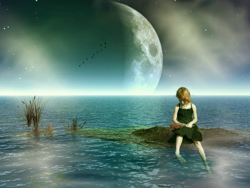 Girl Sitting on Rock