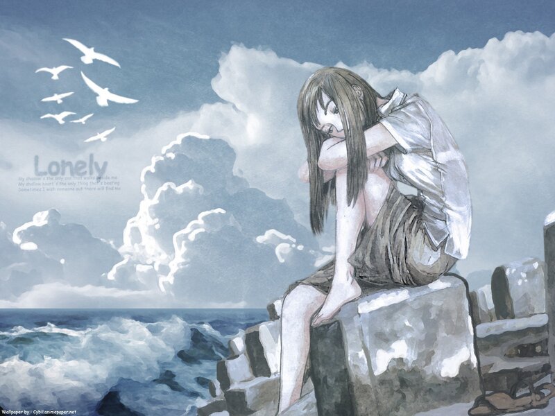 Girl Sitting on Rocks