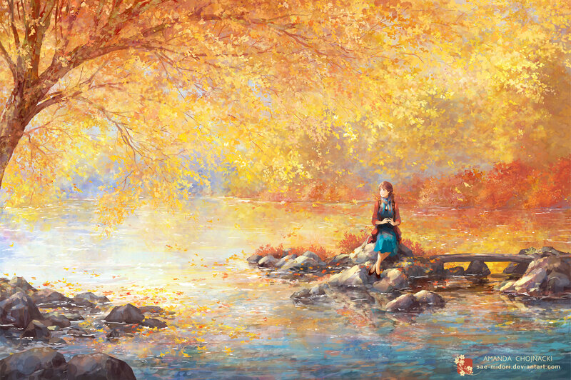 Girl Sitting on Rocks — Yellow