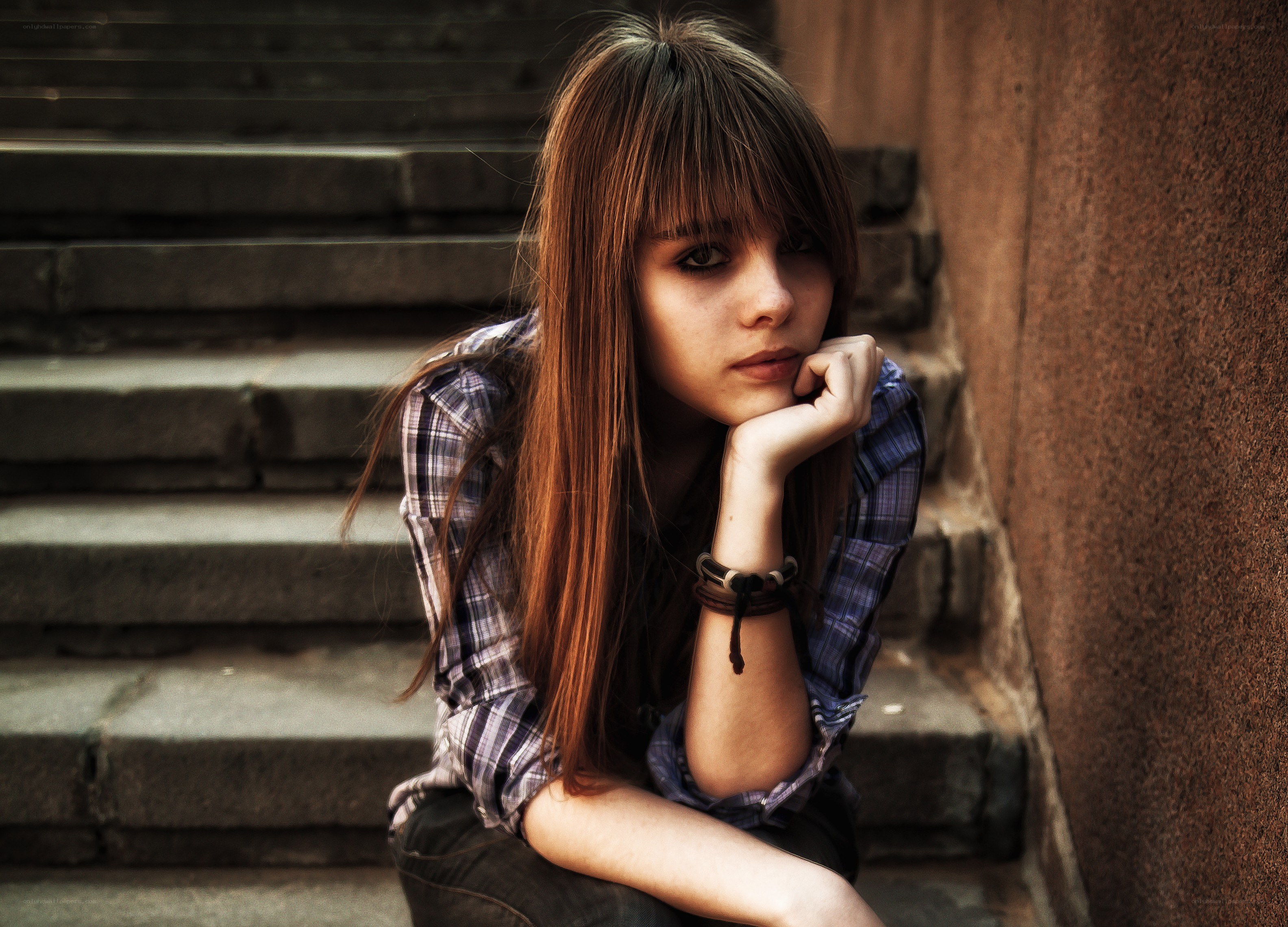 girl sitting on stairs